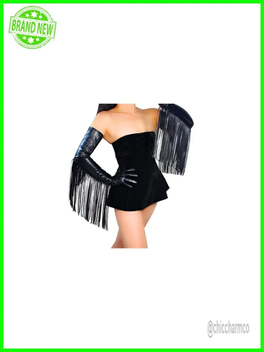 Women Faux Leather Long Fringe Tassel Gloves 28